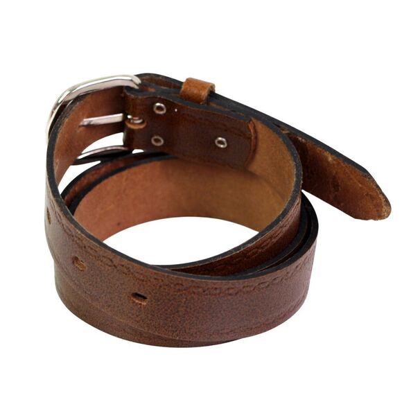 Yves FRANCE TOOLED BROWN GENUINE LEATHER 1 1/8"Wd CASUAL DRESS BELT Sz 42/90(G8 - Picture 4 of 14